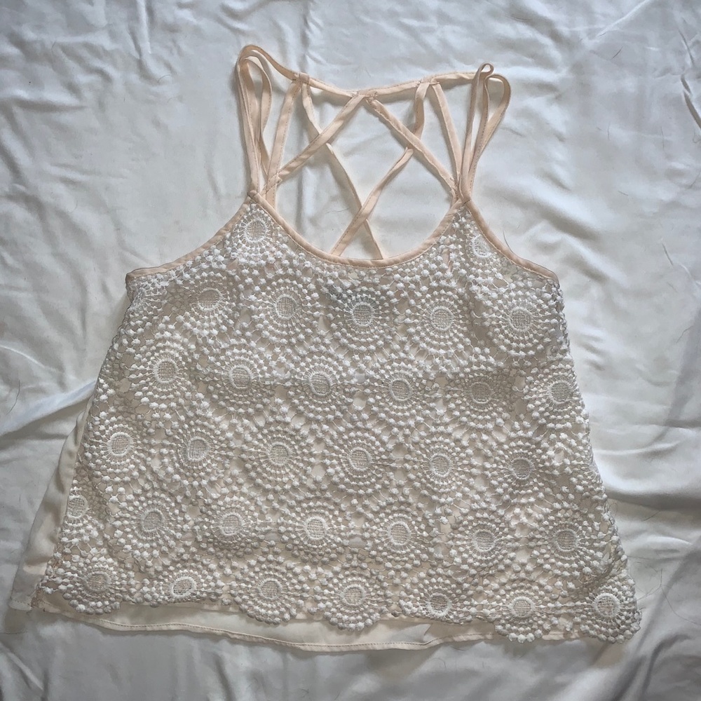 White and Cream Lace Tank
